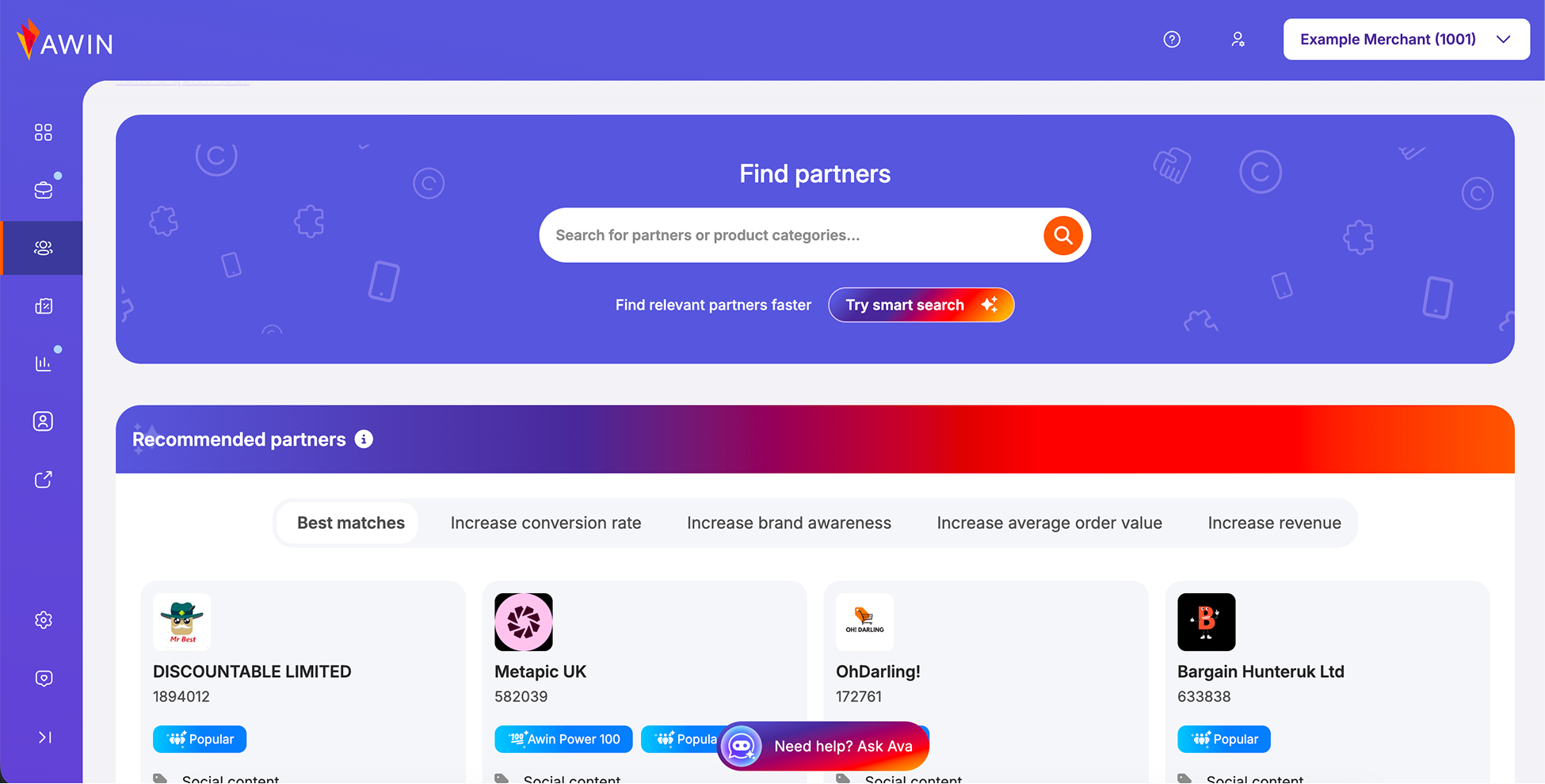 Nova partner discovery main view